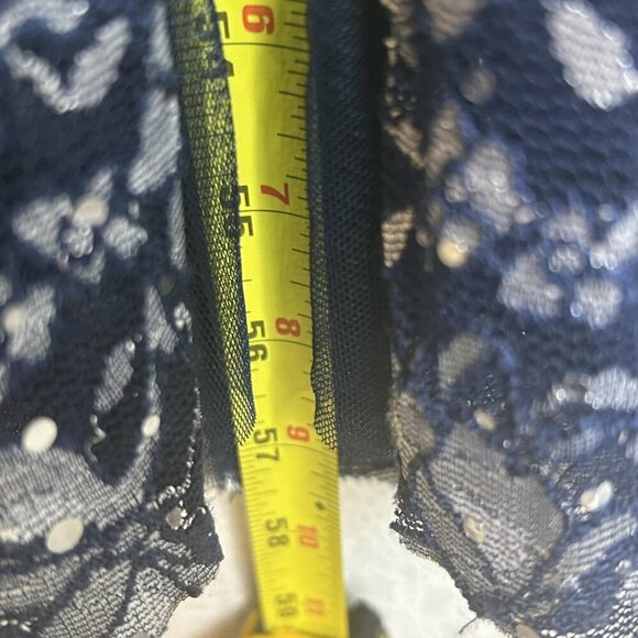 Candalite Dress Womens M Silver Lace Sequin Fairy Formal Maxi Evening Gown Y2K - Picture 15 of 15